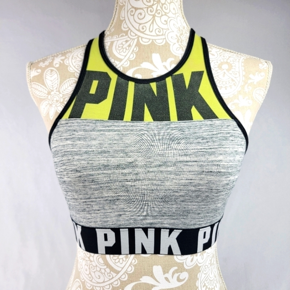 Victoria's Secret Pink cropped athletic top sports bra racerback